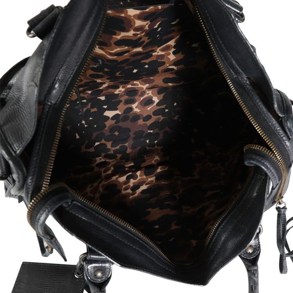 Balenciaga 10 Year Anniversary Black Lizard-Embossed Lambskin Classic City Bag - Picture 8 of 8